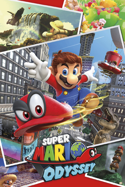 SUPER MARIO ODYSSEY COLLAGE 24x36 POSTER NINTENDO VIDEO GAME LUIGI