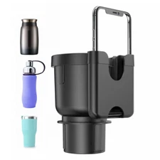 Car Cup Holder Expander-Adapter W/ Phone Holder Adjustable Base For Yeti 20-46oz