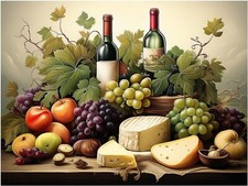 Tile Mural Wine Fruit Cheese Kitchen Bathroom Wall Art Backsplash Marble Ceramic