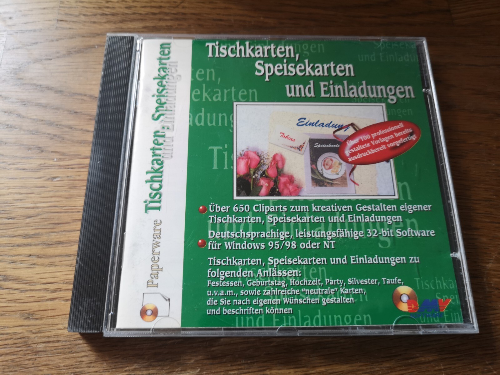 Tischkarten, Speisekarten und Einladungen selber gestalten ( PC, 1998)