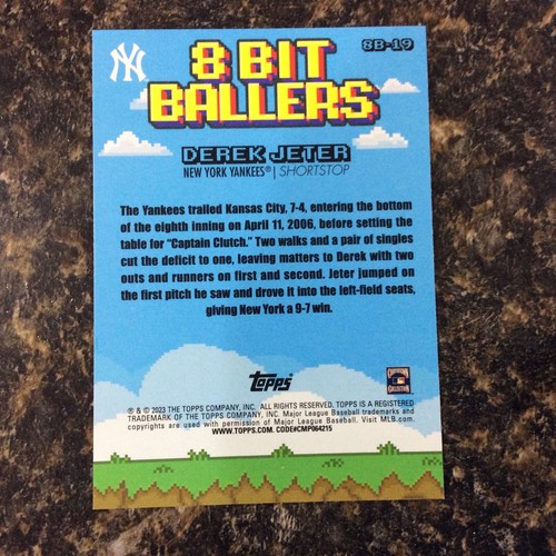 2023 Topps Big League BB-19 8 Bit Ballers Derek Jeter New York Yankees - Picture 2 of 2