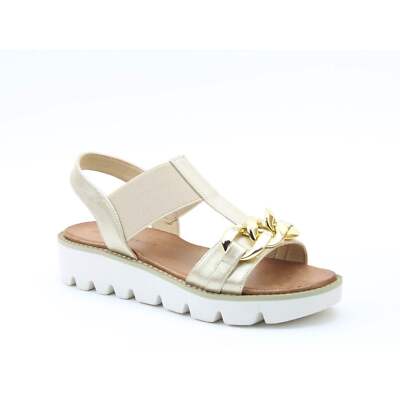 Heavenly Feet Lulu Ladies Gold Vegan Pull On Sandals UK