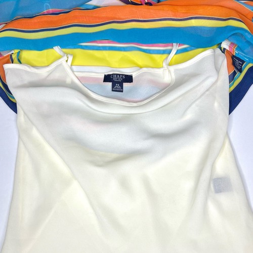 Chaps Sheer Striped Kimono Blouse w Cami Tank Petite P S Colorful Stripes Summer - Picture 8 of 12