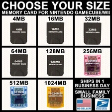 4/16/32/64/128/256/512/1024 MB Memory Card Blocks for Nintendo Wii GameCube NGC