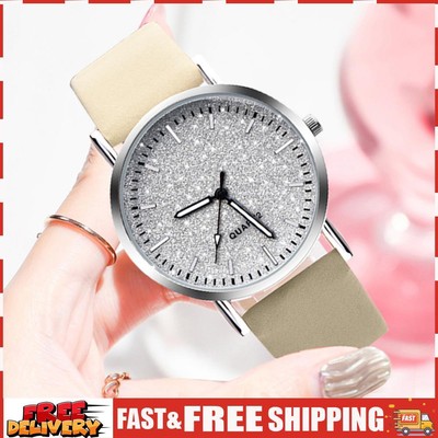 Women Casual Quartz Watches Minimal Ladies Analog Leather Round Dial Wristwatch 