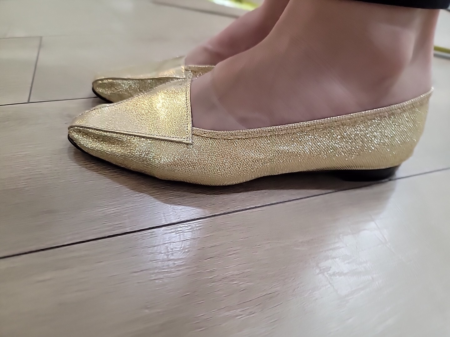 PANTOFOLA D’ORO Pantofole vintage senza marchio oro scintillante scarpe Pixie Ho 7 71 2 Med Large