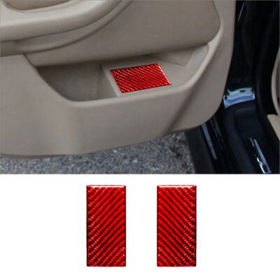 For BMW 5 Series E39 Red Carbon Fiber Interior Rear Door Ashtray Cover Trim 2Pcs