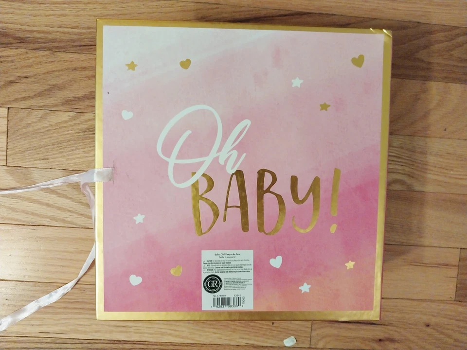 Caja de Memoria de Recuerdo BABY GIRL para 1er Hito 9 CAJONES Rosa y Dorado Usada en Excelente Condición Foto 3 de 4