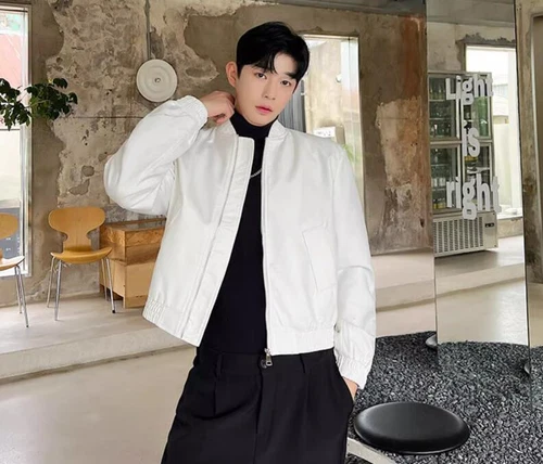 Men's Autumn Stand Collar Long Sleeve Loose Jackets Fashion Casual Short Coats - Picture 2 of 21