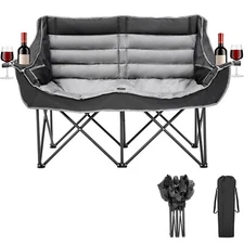 Oversized Camping Chair Double Folding Chair Heavy Duty 2 Person Loveseat Camp