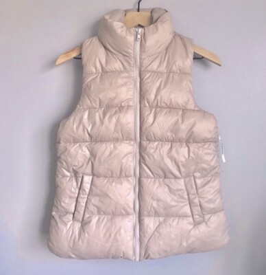 New Women's Old Navy Frost-Free Nylon Puffer Vegan Pink Winter Zip Up Vest XS