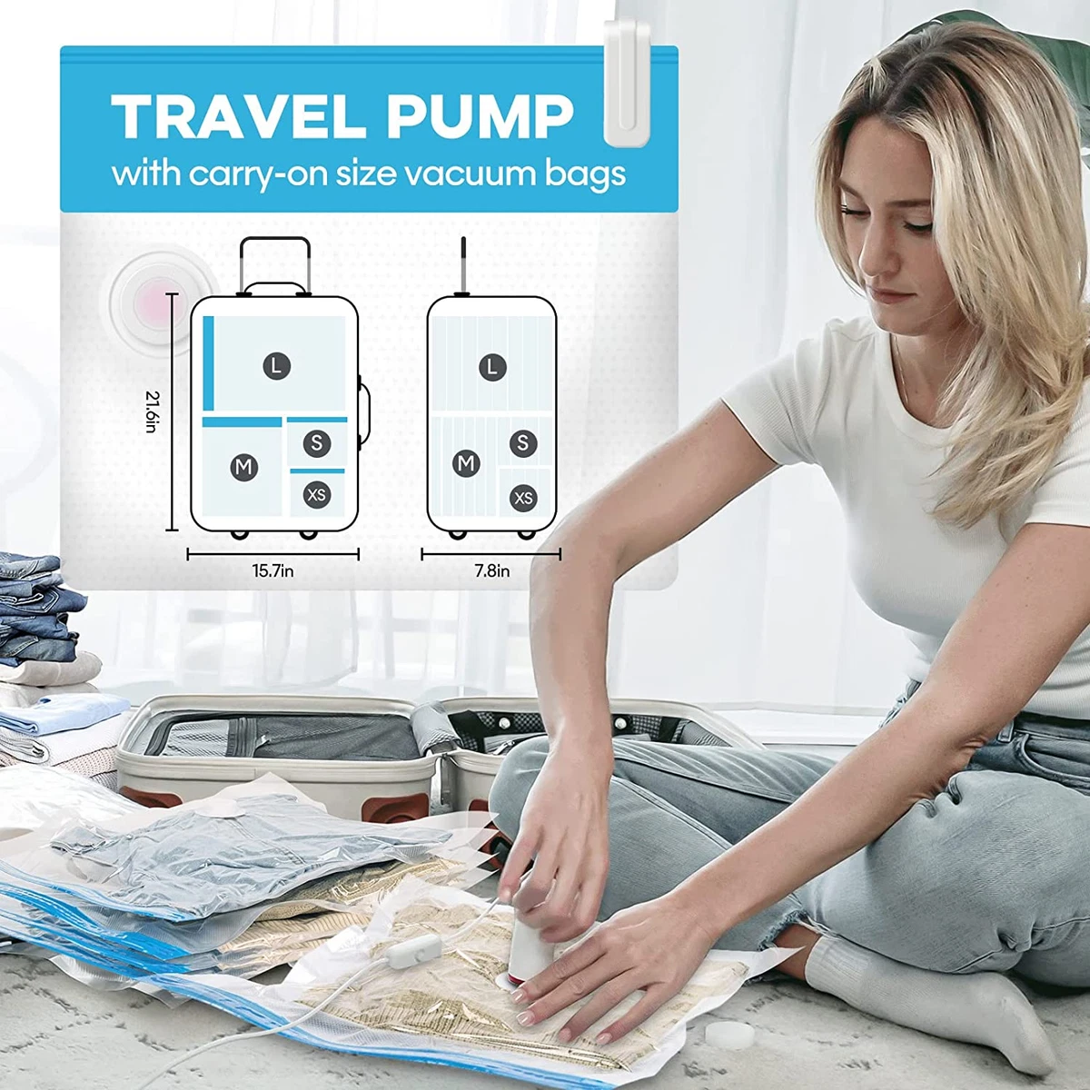 Vmstr travel vacuum storage bags electric pump hotsell