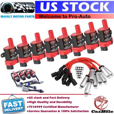 D585 Ignition Coil & Spark Plug Wire For Chevy Silverado GMC Hummer 4.8 5.3 6.0L