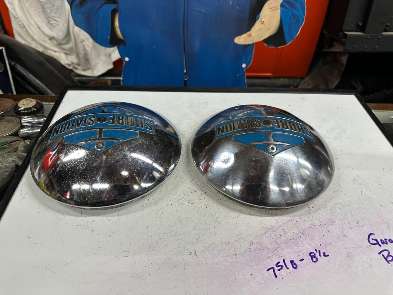 Original PAIR Vintage SHORE STATION Baby Moon Boat Trailer Hubcaps eBay