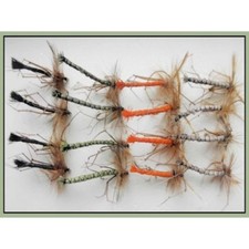 Daddy Long Legs Flies, 16 Pack, Detached body 4 Colours, Size 10, Fishing Flies