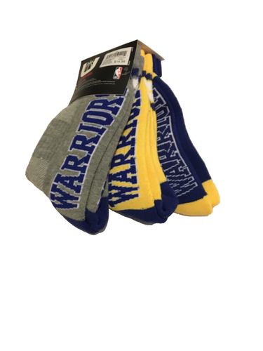 NBA Golden State Warriors Kid's Crew Socks 3 Pairs Shoe Size 9-4 NWT - Picture 2 of 6