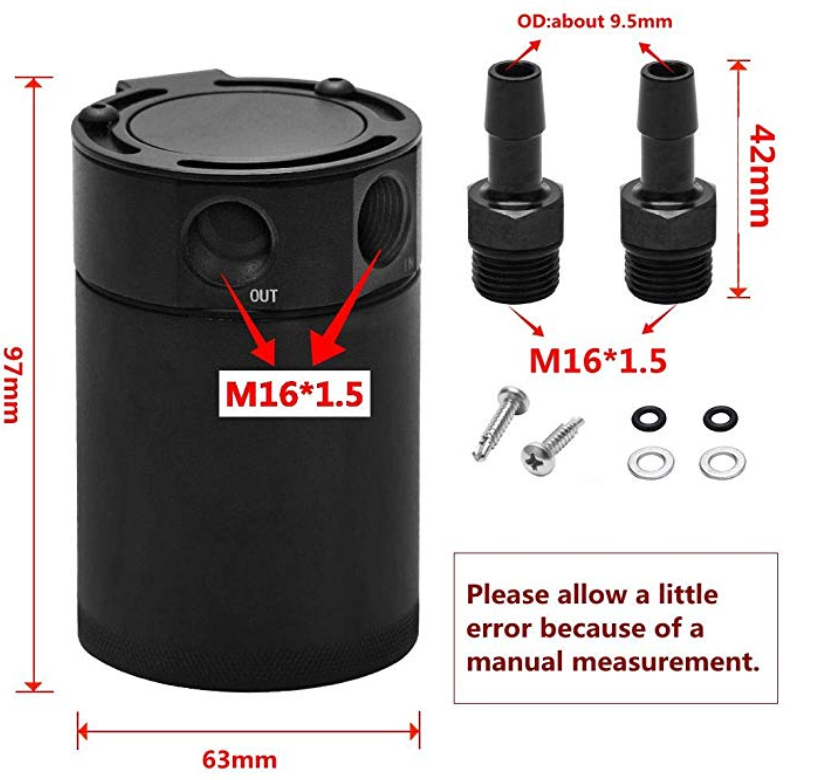 Universal Oil Catch Can / Catch Tank - 2.00L (Black Or Silver