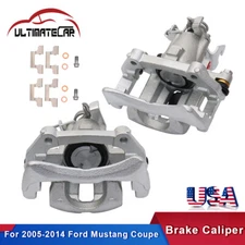 Pair Rear Brake Calipers w/ Bracket For 2005-2014 Ford Mustang 3.7L 4.0L 4.6L