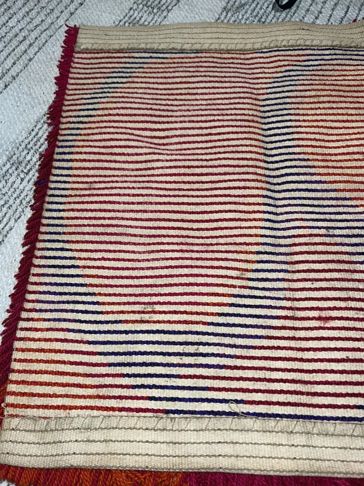 ALFOMBRA SUECA ESCANDINAVA VINTAGE ANUDADA A MANO MEDIADOS DE SIGLO LANA RYA 39x41 Foto 3 de 4