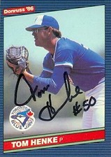 Tom Henke autographed Baseball Card (Toronto Blue Jays) 1986 Donruss #437