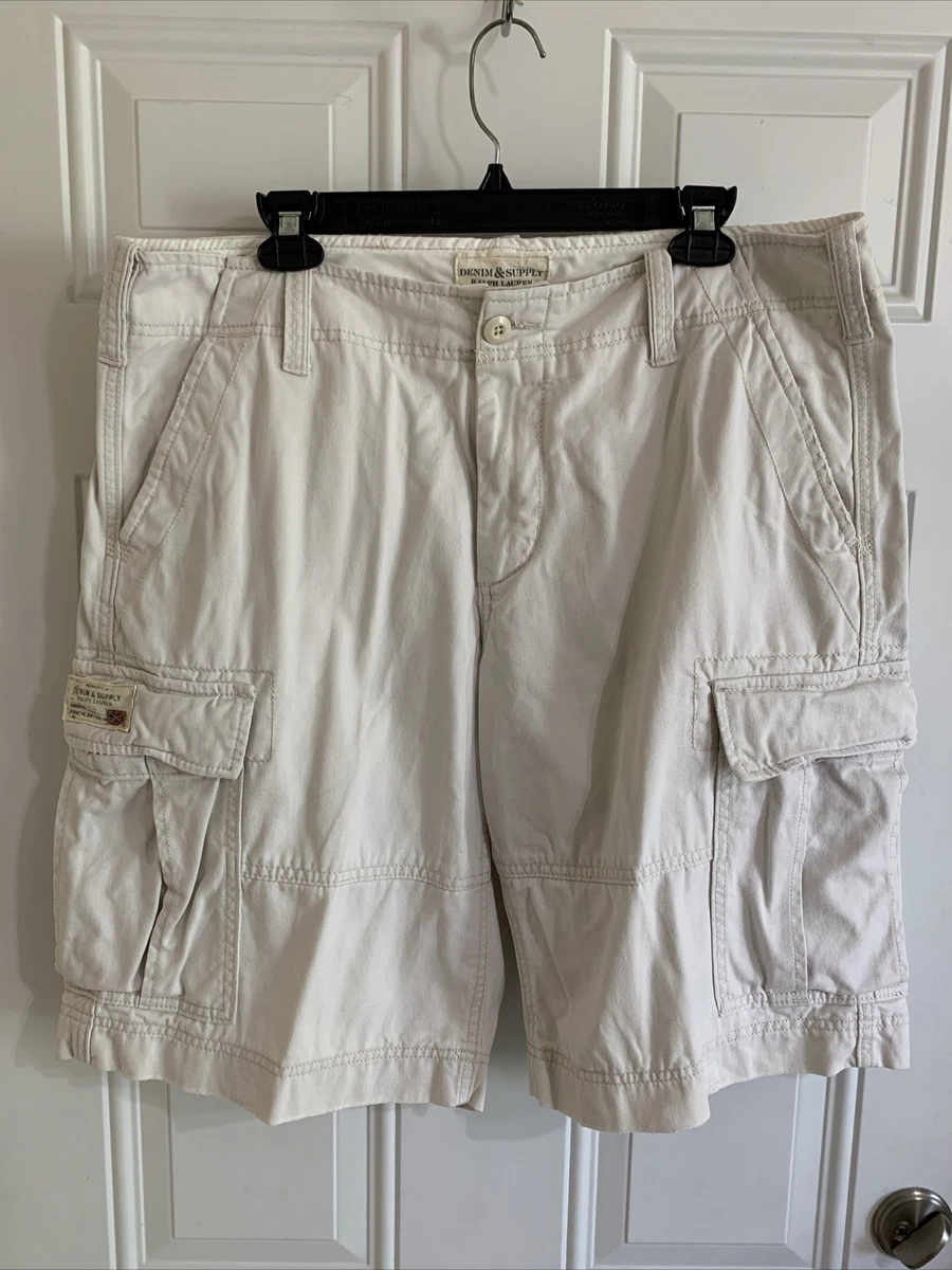 Denim & Supply Ralph Lauren Mens Shorts 36 Cargo Solid Print Tan