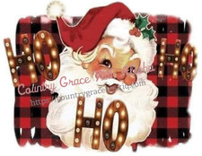 Sublimation Print Santa Buffalo Plaid Christmas Ready to Press Heat Transfer