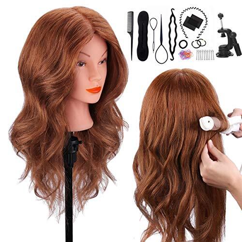 Mannequin Head with 100% Human Hair, TopDirect 18" Dark Brown  Assorted Colors 