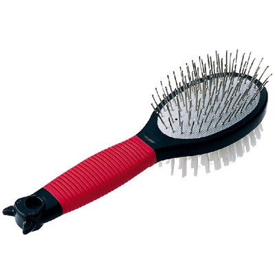 Combined Brush For Dogs And Cats With Any Type Of Fur, Red And Black Color