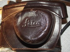 VINTAGE LEICA LEATHER BROWN SLR CAMERA CASE, WITH LEATHER STRAP