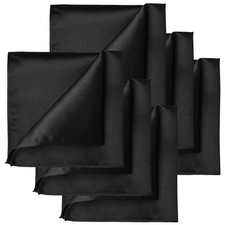 6 PCS Black Satin Pocket Square Solid Color Hankies Gift Set