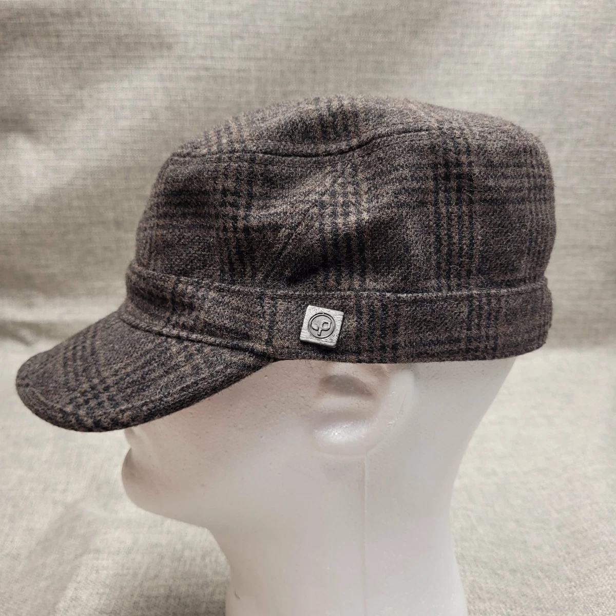 Vince Camuto Womens Wool Blend Plaid Green Tweed/Back Faux Leather Baseball Cap Vince Camuto Plaid Peak Lapel Long Sleeve Blazer Jacket  main image 3