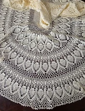 Oval Tablecloth Large Handmade Crochet, Vintage New - Diameter 60" x 44.5"