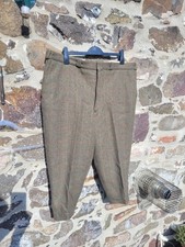 Vintage cordon Hebden derby tweed kaki marron carreaux culottes de tir 42 fabriqué au Royaume-Uni