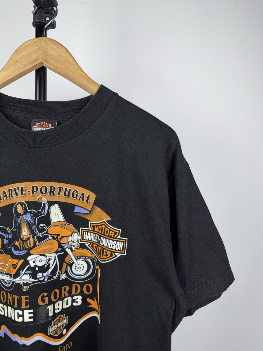 Vintage 2004 Harley Davidson Faro Portugal USA BIKER T-Shirt Men's