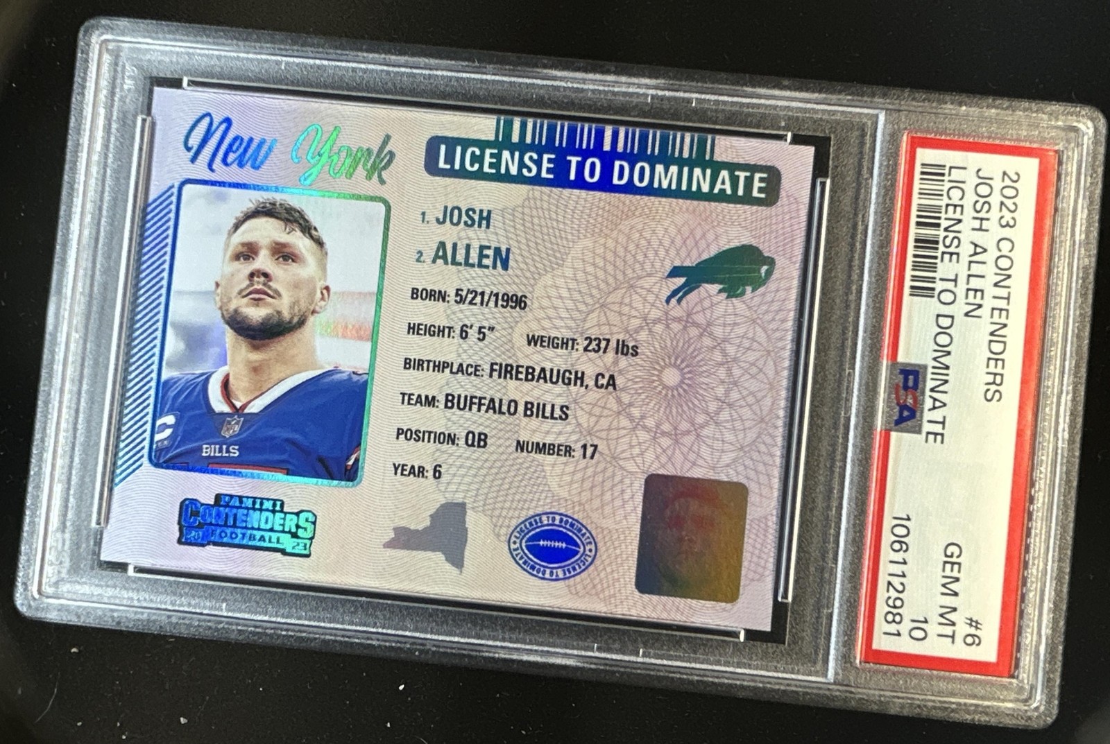 2023 Panini Contenders Josh Allen License to Dominate #6 Bills PSA 10 GEM MINT