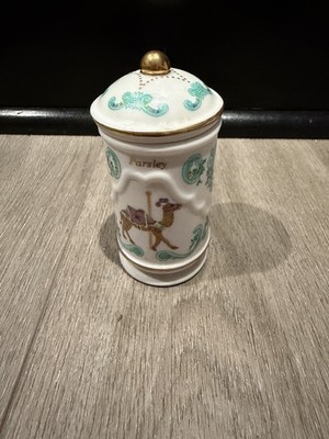 Lenox Fine Porcelain The Spice Carousel Parsley Jar w/Lid Gold Fill Trim 1993