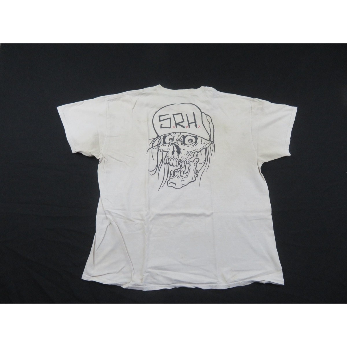SRH Skull T-Shirt, White Black, Double-Sided Sz XL Y2K | eBay