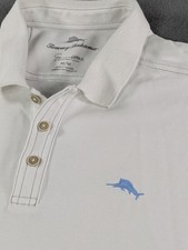 Tommy Bahama Men's Medium White Supima Cotton Pique Polo Shirt Marlin Logo M