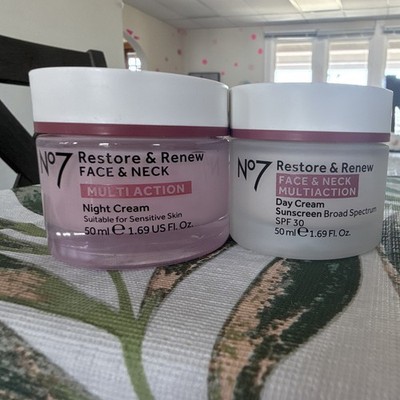 No7 Restore & Renew Face & Neck Day Cream SPF 30 + Night Cream Set 1.69oz