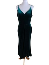 Revelry Emerald Green Velvet Midi Dress Slip Formal Bridesmaid 12