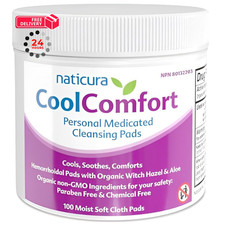 CoolComfort Organic Medicated Pads, Witch Hazel 100 Count Pack of 1 