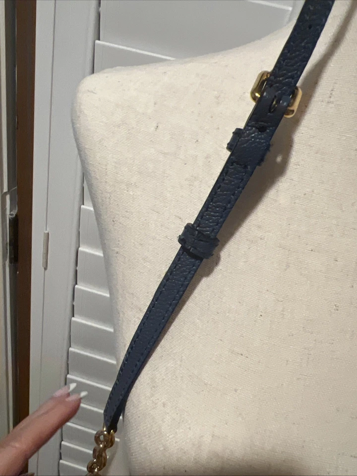 Burberry Crossbody/Clutch Haymarket Check Blue Leather Gold Hardware Authentic - Image 4 of 4