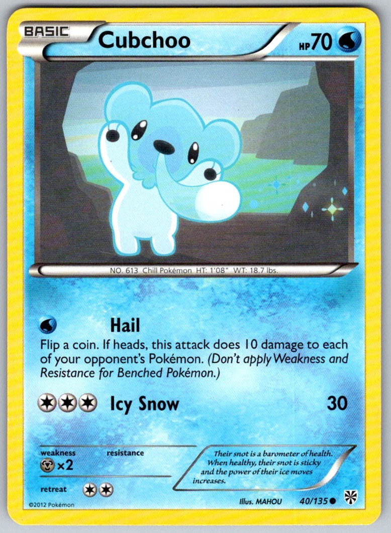 2013 Cubchoo 40/135 Pokemon Plasma Storm C