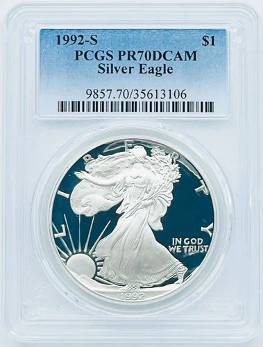 Photo of a 1992-S American Silver Eagle Proof from an eBay listing that sold on Jan 5, 2026