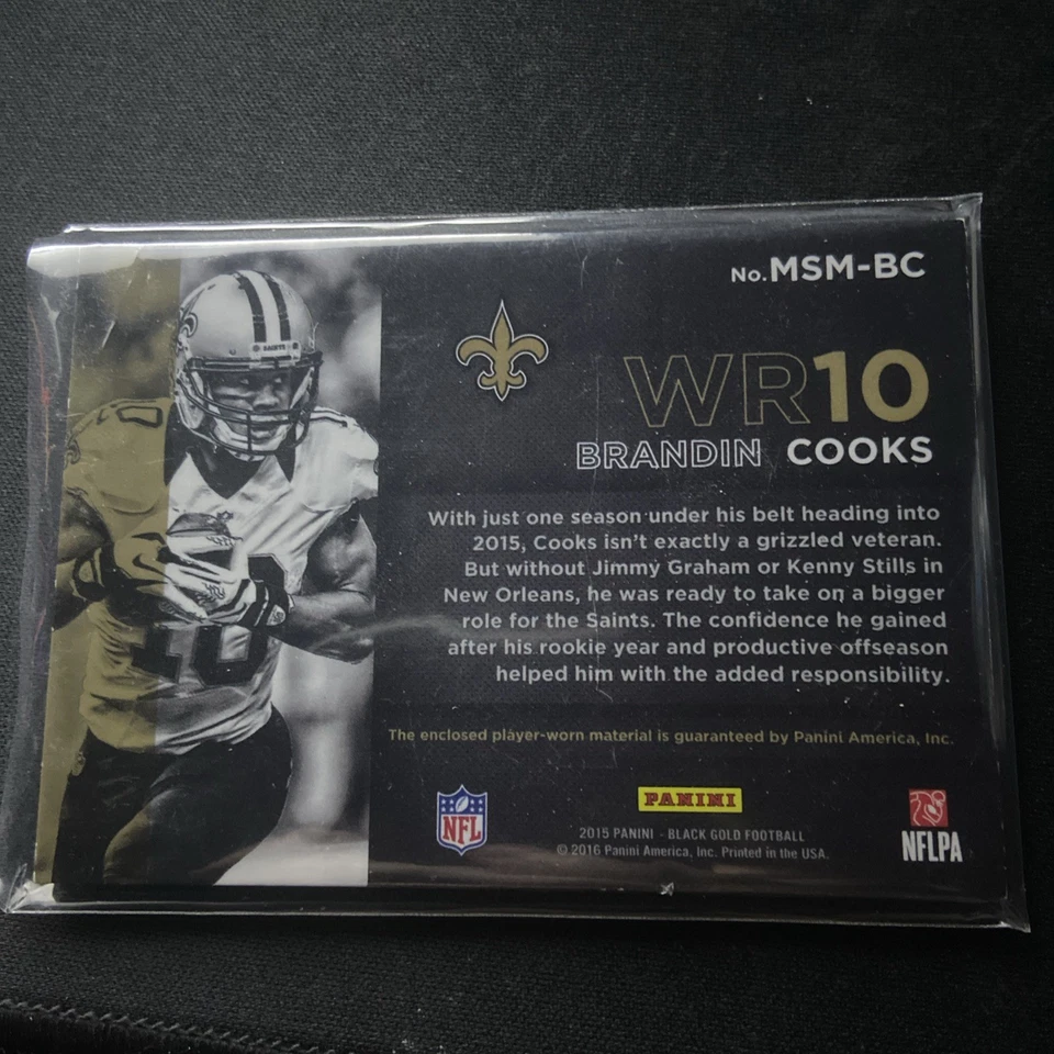 2015 Panini Black Gold Massive Materials Prime /49 Brandin Cooks #MSM-BC - Image 2 of 3