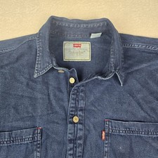 Vintage 90s Levi's Blue Denim Button Down Shirt Large