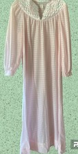 Vintage Komar Pink Long Granny Nightgown Embroidery Small