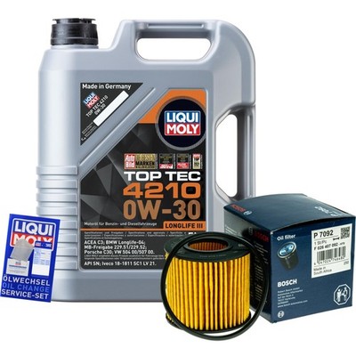 BOSCH Ölfilter 5 L Liqui Moly Top Tec 4210 0W-30 für Toyota Auris Kombi