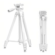 White Lightweight Tripod - 17" to 57" Adjustable Height with 360  Pan Head, U...