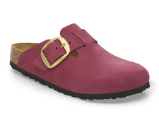 Birkenstock Boston Big Buckle Nubuck Leather Berry Crush Narrow Women's Clogs
